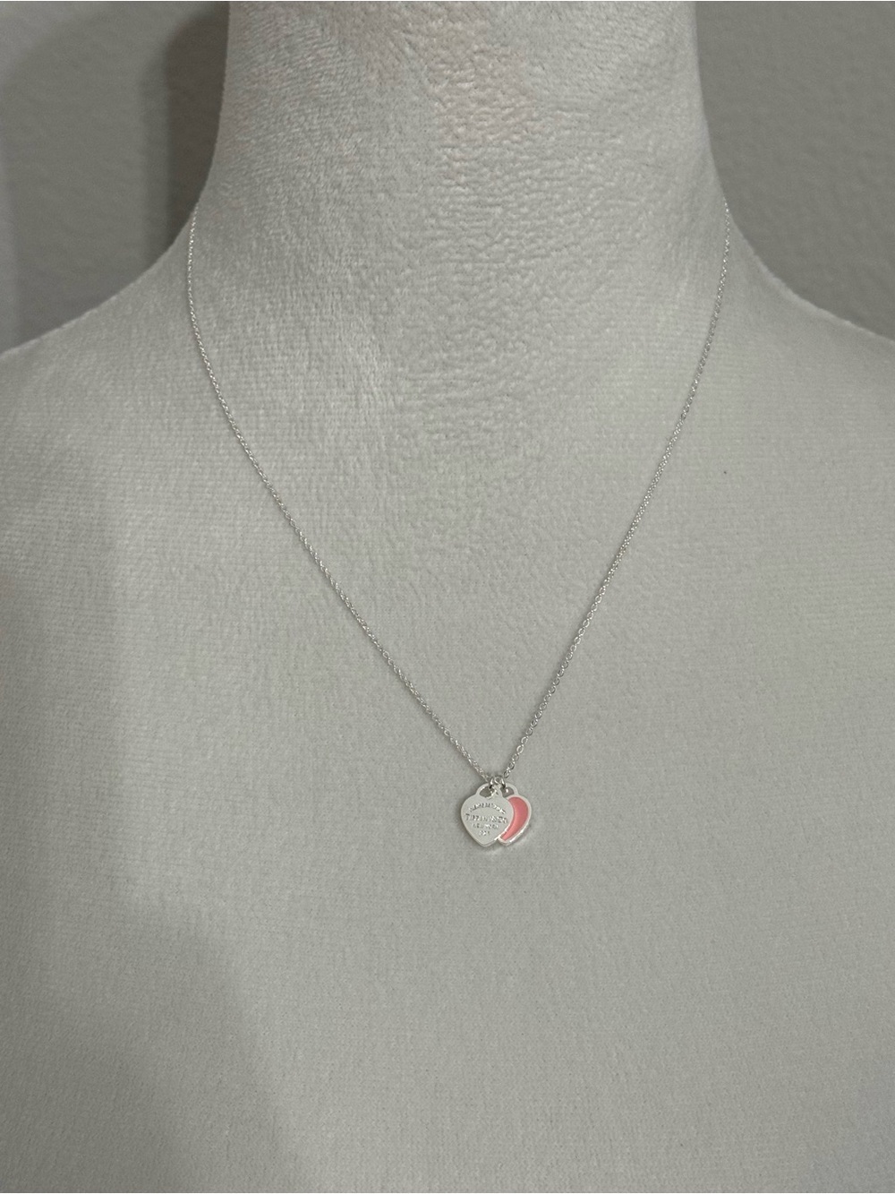 Pink Heart - silver-tone necklace with a delicate charm pendant